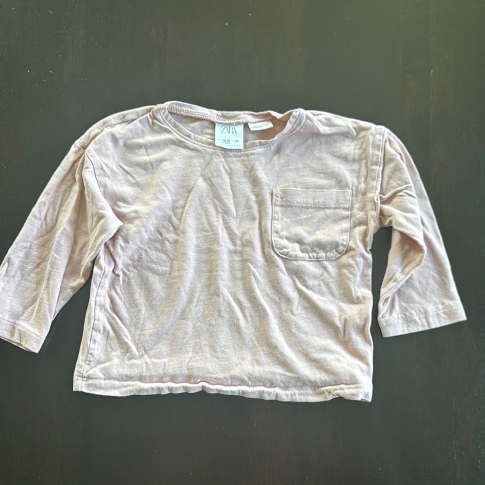 Zara Pink Long Sleeve Tee Relaxed Fit